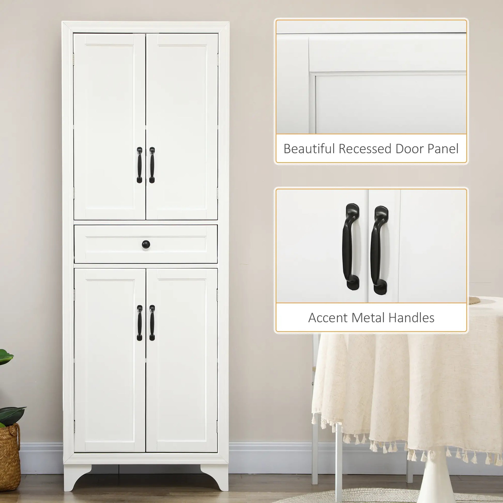 Freestanding Storage Cabinet, Kitchen Pantry with 2 Shelves, 4 Doors Kitchen Pantry Cabinets at Gallery Canada