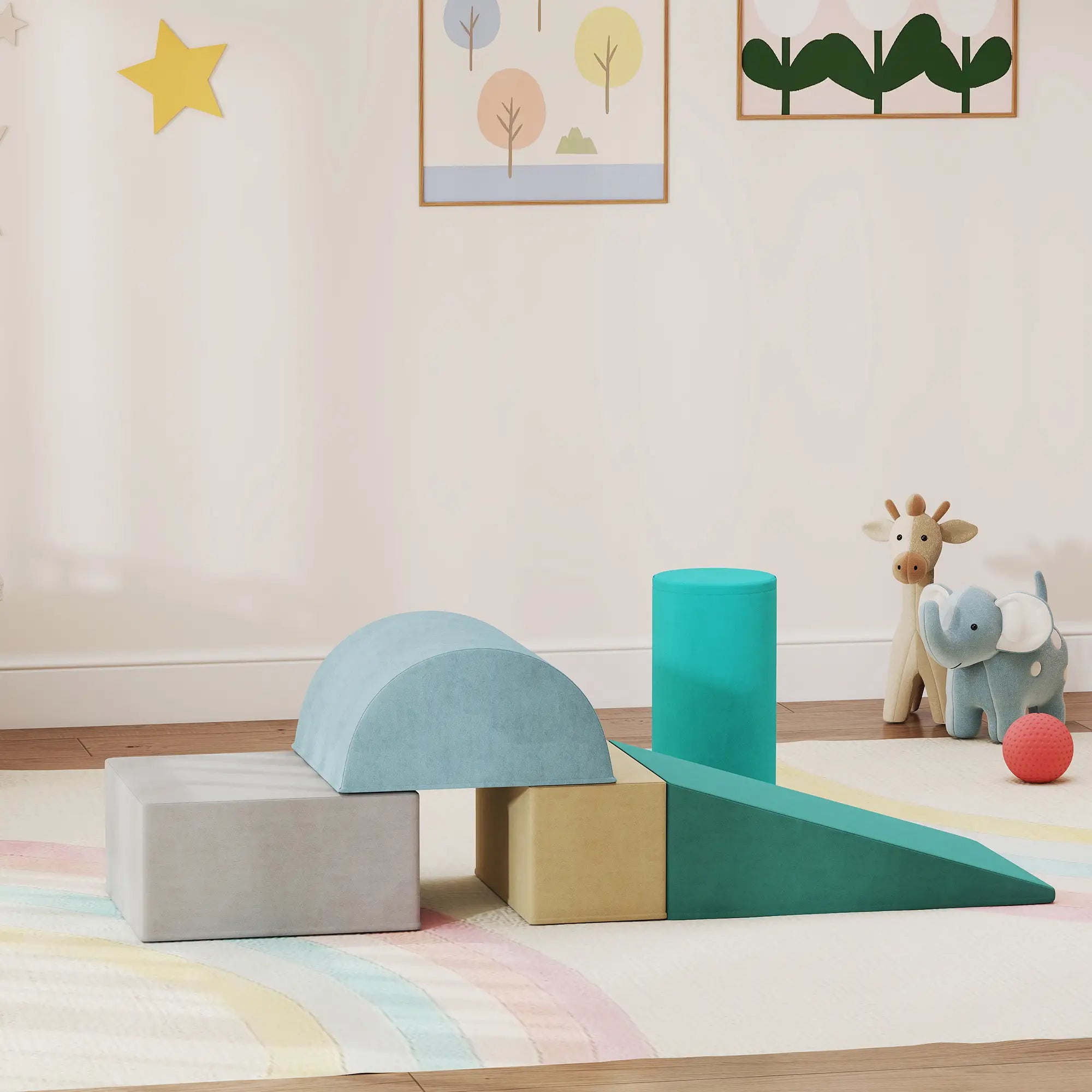 Toddler Climbing Toy, Removable Cover, Indoor Play Set, Blue/Green Kids Gym & Playmats at Gallery Canada