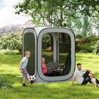 6x6ft Pop Up Screen Tent, UPF50+ Portable Camping Gazebo, Light Grey Camping Tents at Gallery Canada