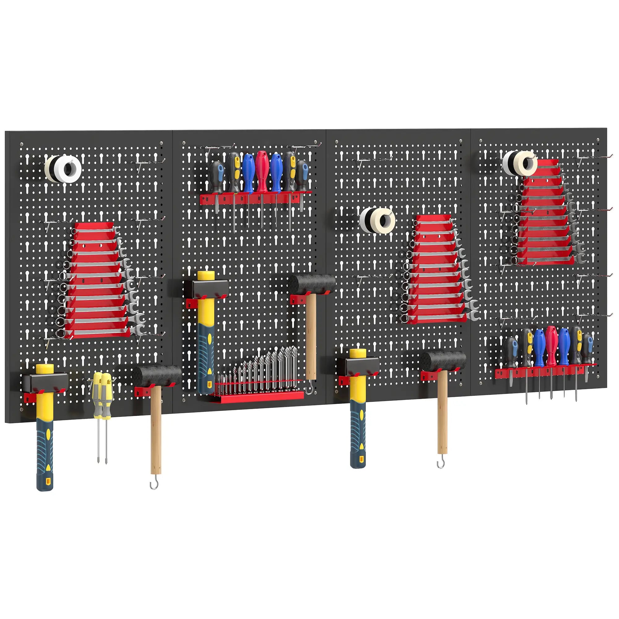 38 Piece Metal Peg Board with Accessories, Shelf Tool Organizer, Black and Red Tool Organizers at Gallery Canada