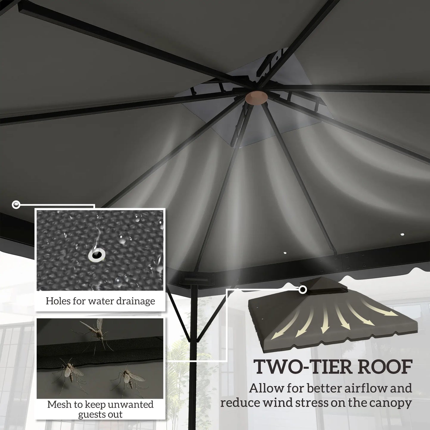 10' x 10' Gazebo Canopy Replacement, Light Grey/Dark Grey Gazebo Canopy Replacement at Gallery Canada