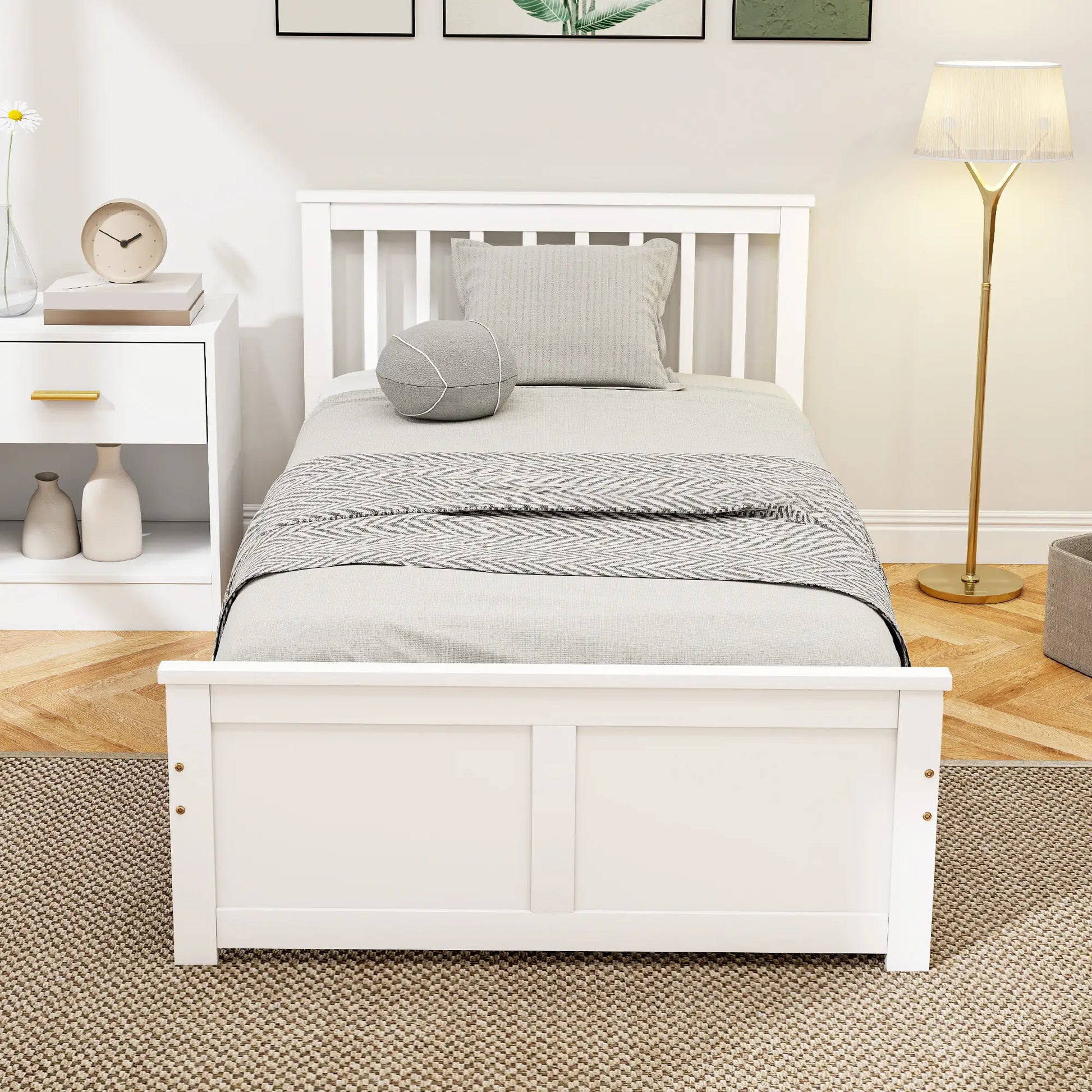 Pine Twin Bed Frame, Wood Storage Drawers, White Bed Frames at Gallery Canada