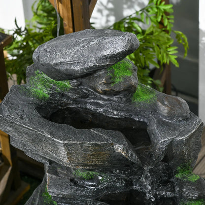 4 Tier Cascading Water Fountain with LED Lights, Pump, Outdoor Water Fountains at Gallery Canada