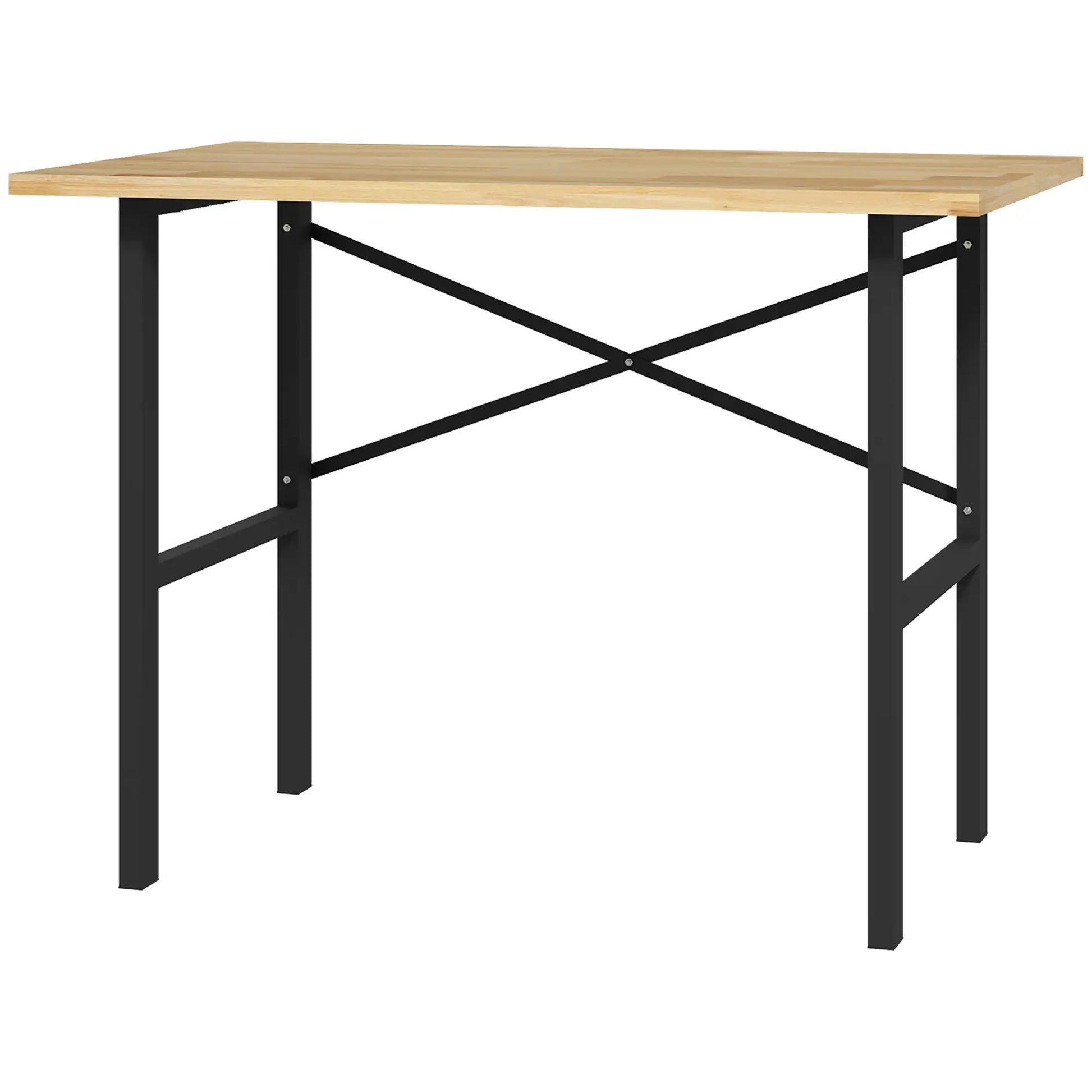 46" Workbench Table, Oak Wood Top, Heavy-Duty Steel, Natural Wood Potting Benches & Tables Black, Natural Wood at Gallery Canada