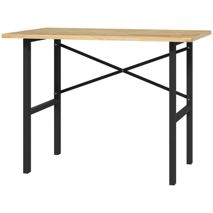 46" Workbench Table, Oak Wood Top, Heavy-Duty Steel, Natural Wood Potting Benches & Tables Black, Natural Wood at Gallery Canada