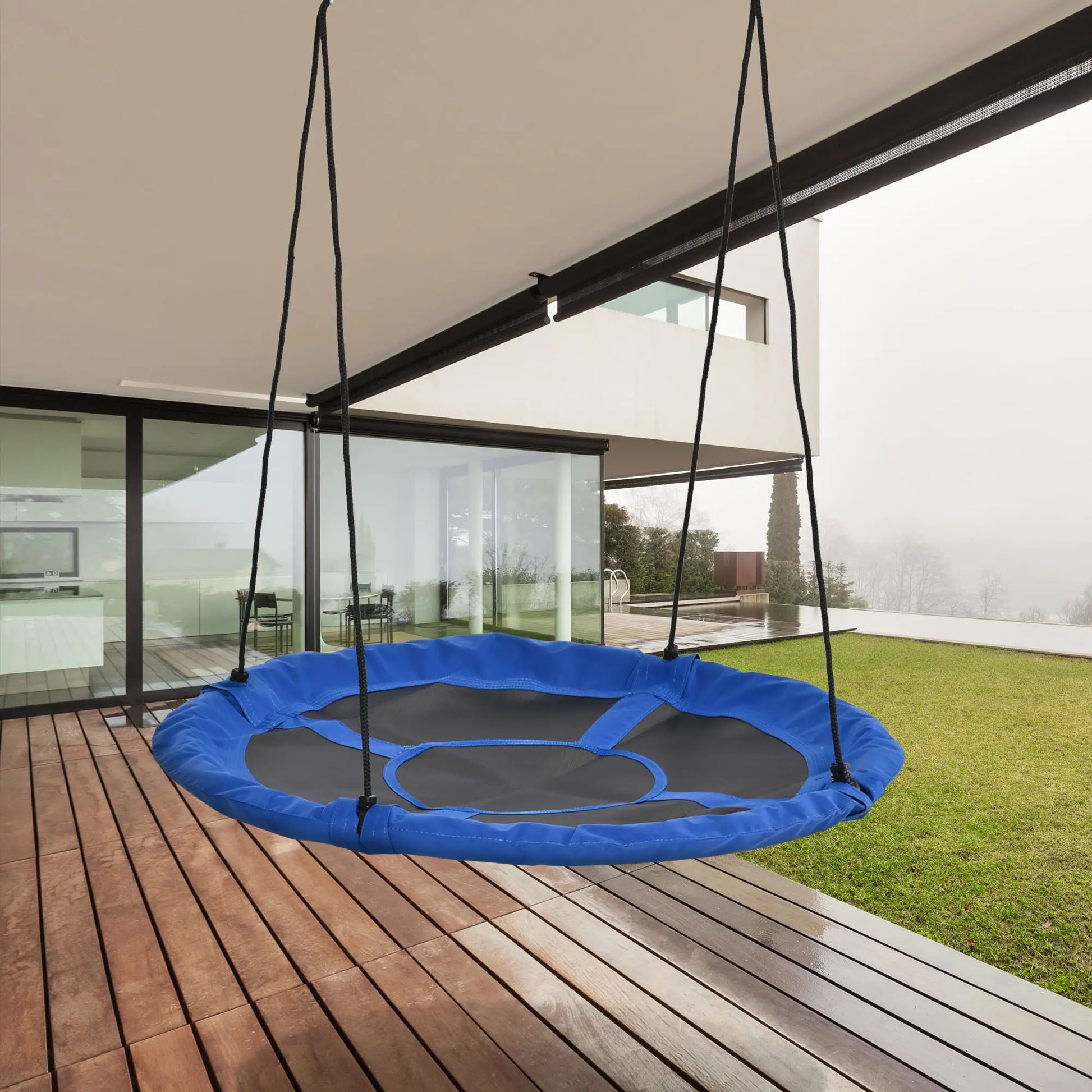 43.25" Saucer Swing, Adjustable Rope Seat, Indoor Outdoor, Blue Gym Sets & Swings at Gallery Canada