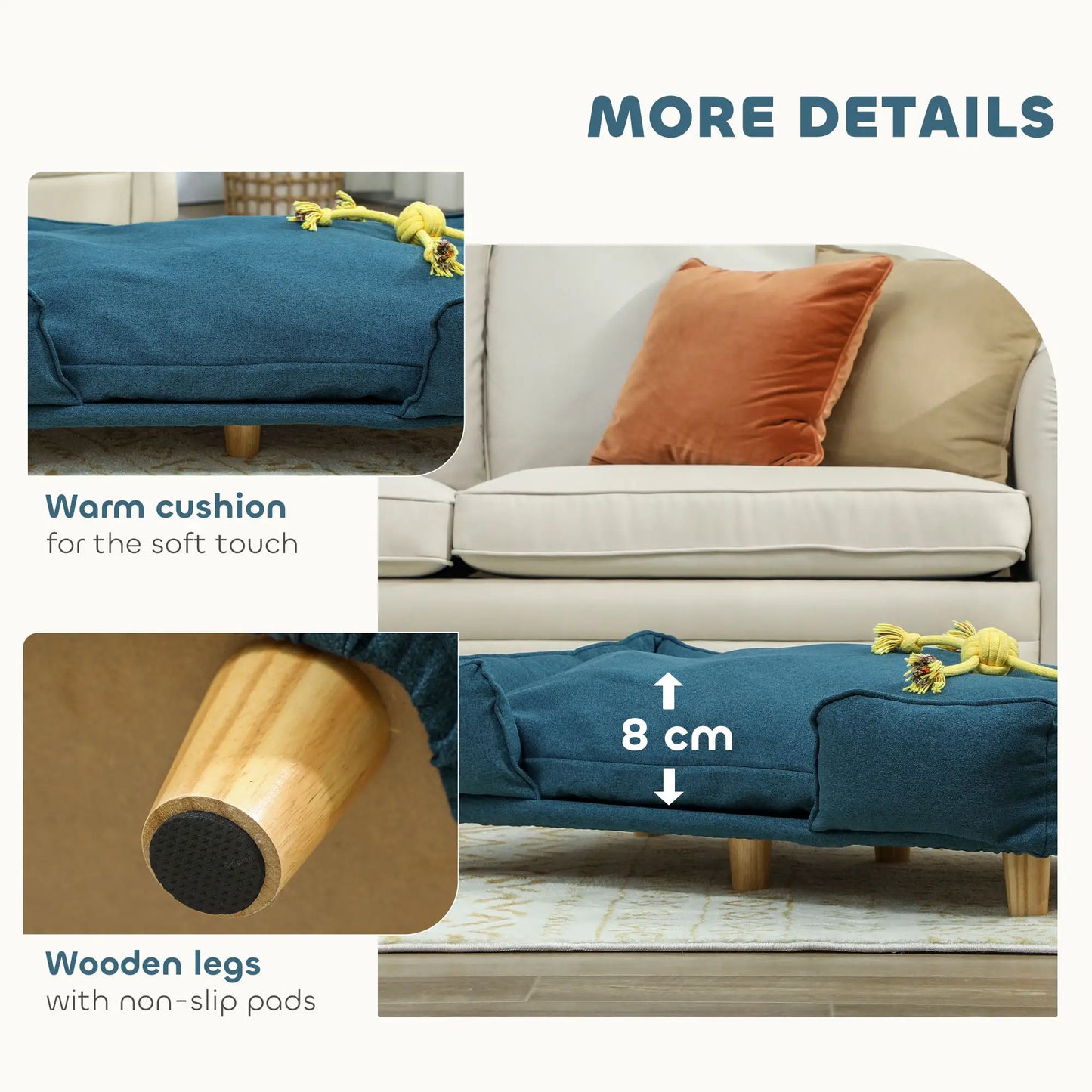 Washable Dog Sofa For Large Dogs, Elevated Pet Couch, Dark Blue Dog Sofas at Gallery Canada