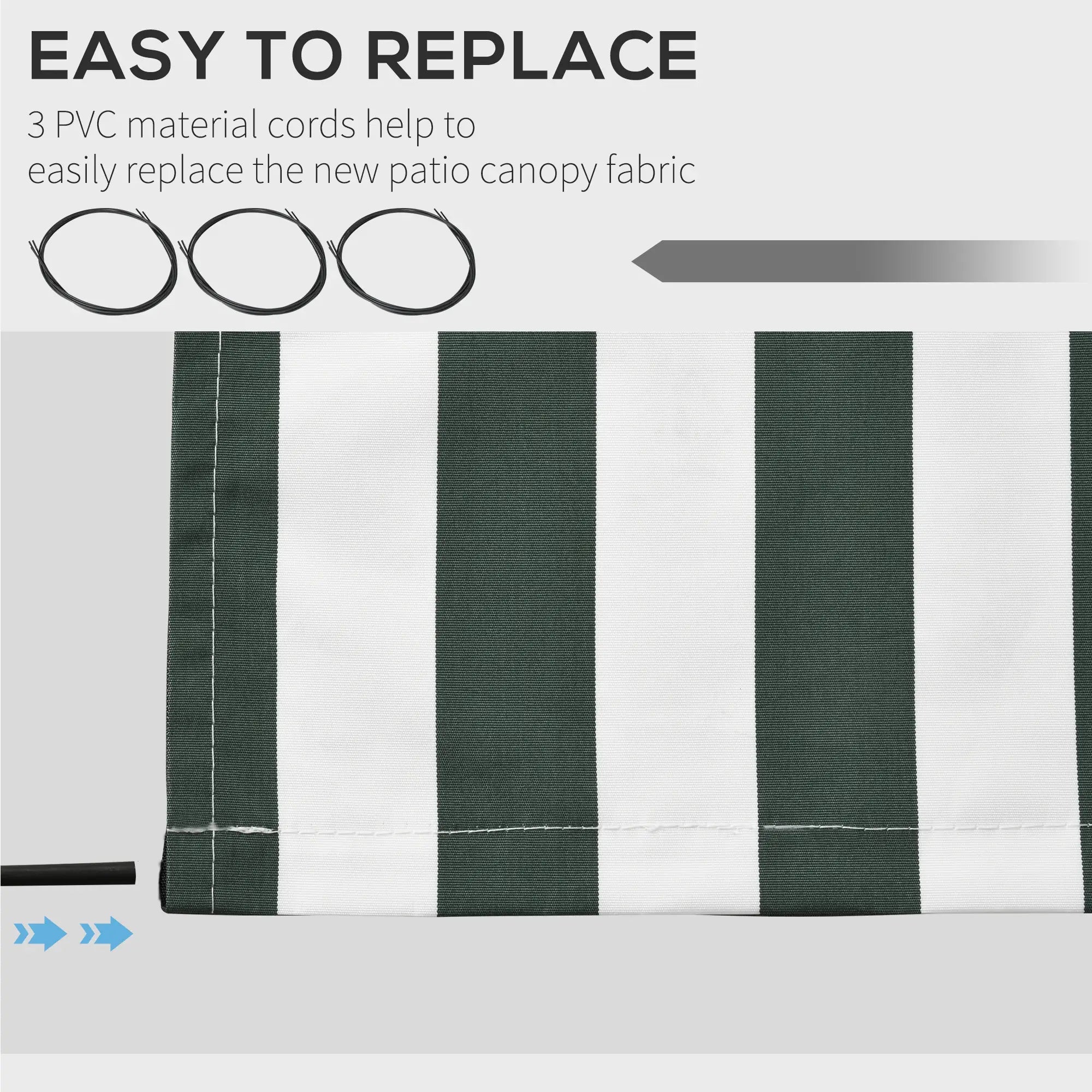 11' x 10' Retractable Awning Fabric, UV Protection, White, Green Awning Fabric Replacement at Gallery Canada