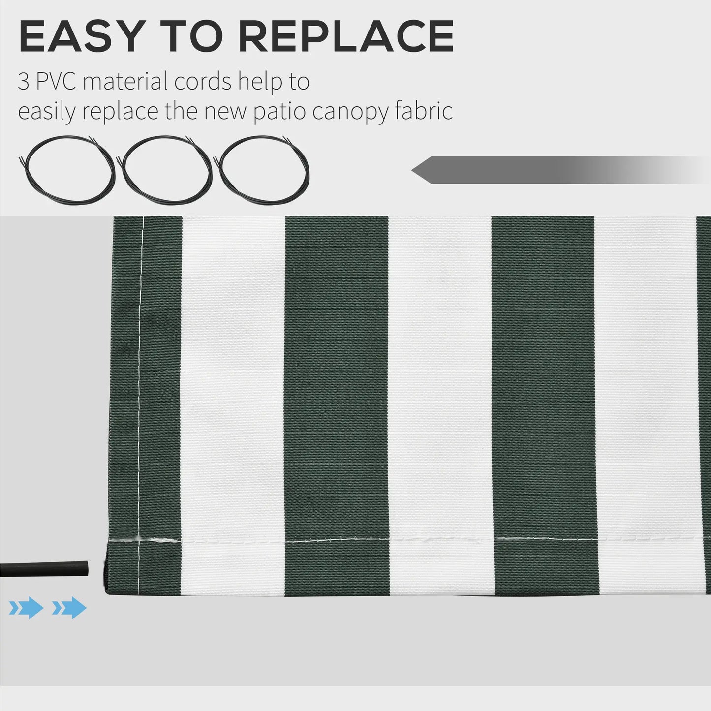 11' x 10' Retractable Awning Fabric, UV Protection, White, Green Awning Fabric Replacement at Gallery Canada