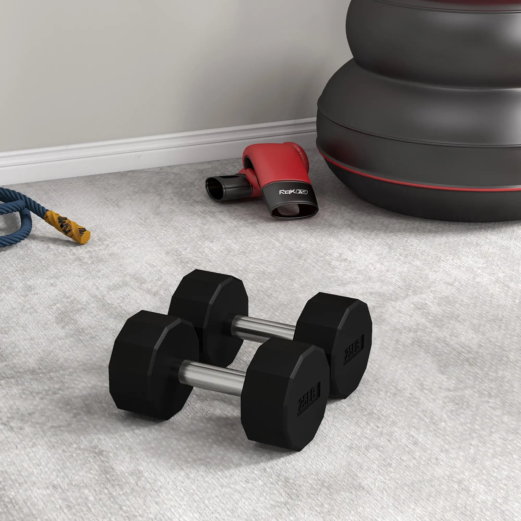 2 x 25lbs Dumbbells Set, Non-Slip Grip, Rubber Covered Weights Dumbbells & Barbells at Gallery Canada