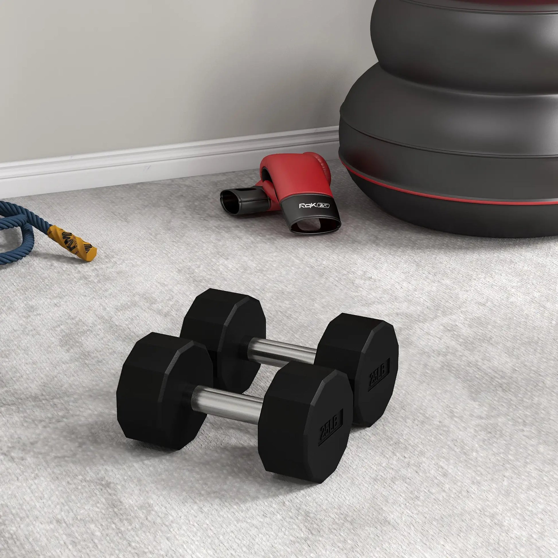 2 x 25lbs Dumbbells Set, Non-Slip Grip, Rubber Covered Weights Dumbbells & Barbells at Gallery Canada