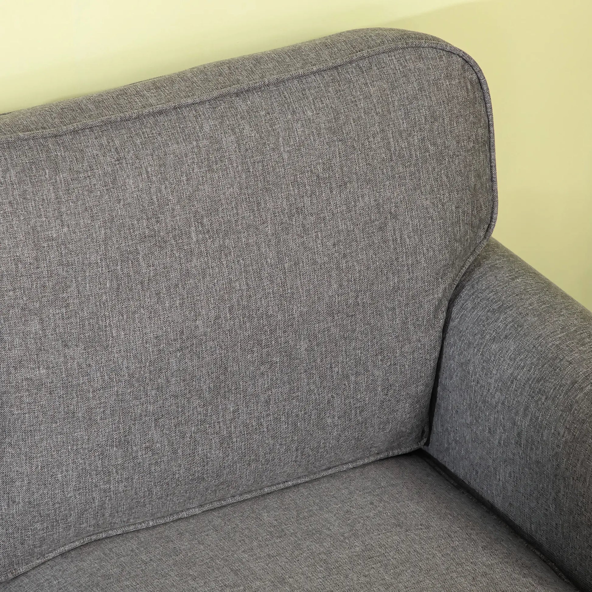 3-Seater Sofa, 81" Upholstered Linen Fabric, Rubberwood Legs, Grey 3-Seater Sofas at Gallery Canada