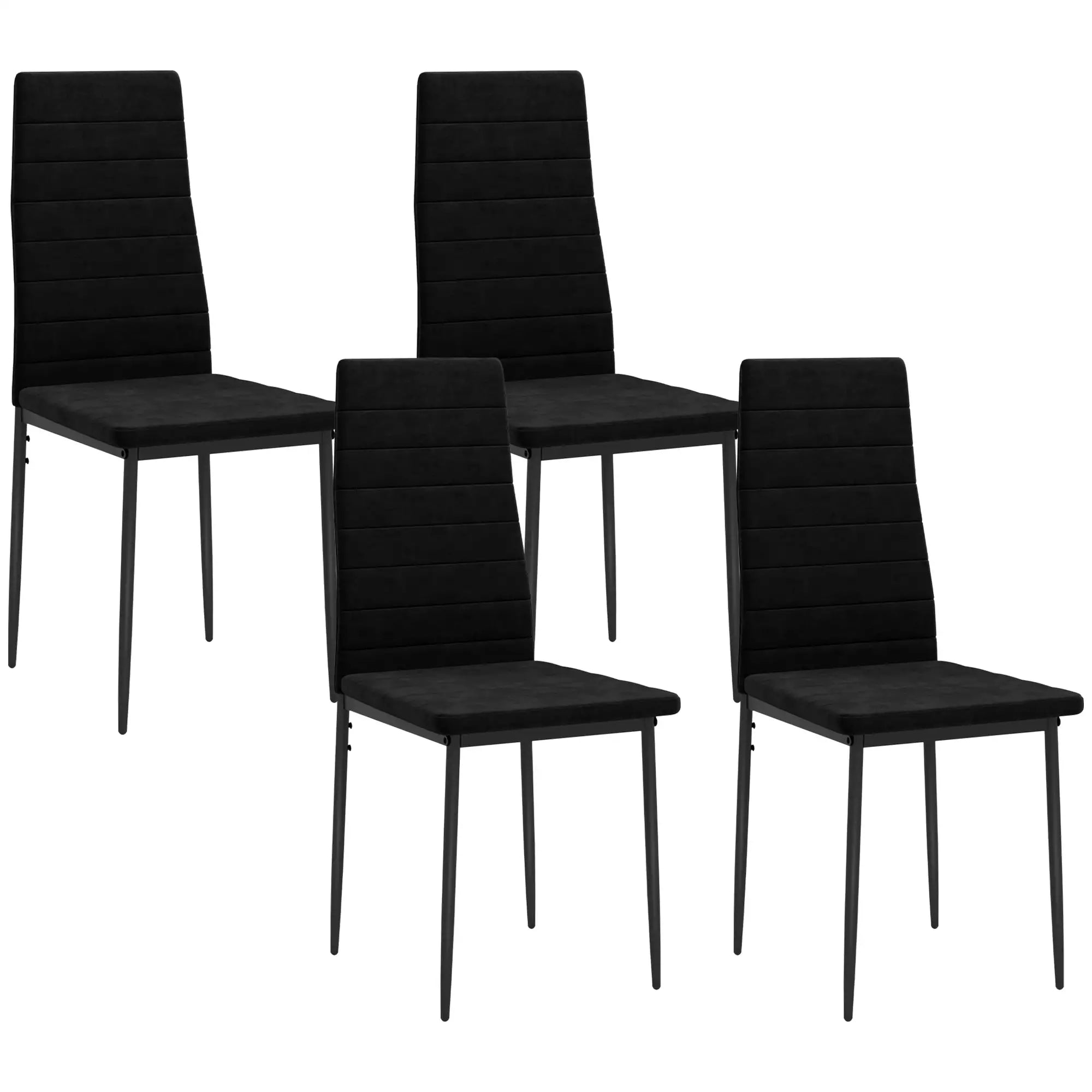 Modern Dining Chairs, Set of 4, High Back Upholstery, Metal Legs, Black Dining Chairs Black at Gallery Canada