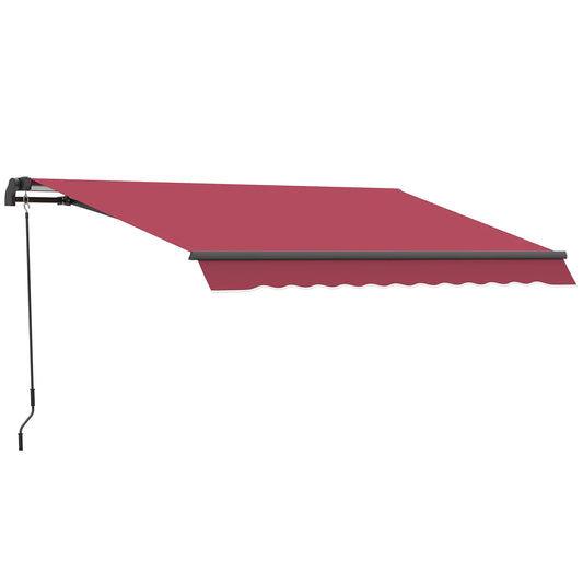 10' x 8' Retractable Awning, Sun Shade Canopy, Aluminum Frame, UV Protection, Red Deck Awnings Red at Gallery Canada