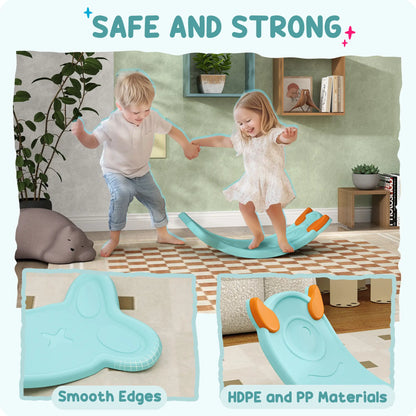 24.4" Kids Balance Board, Wobble Board Toddler Curved Rocker, Light Blue