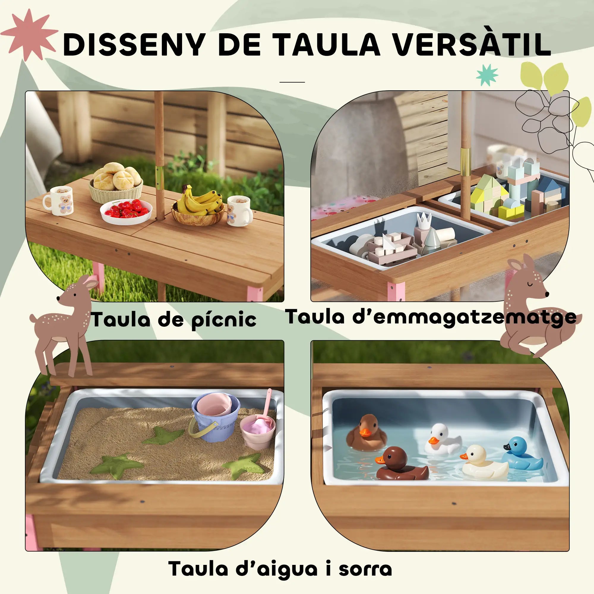 Kids Picnic Table With Bench, Removable Umbrella, Flamingo Theme, Pink Kids Outdoor Furniture at Gallery Canada