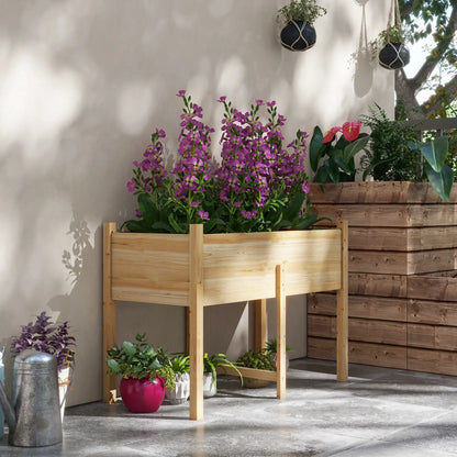 Wooden Raised Planter Box, Drain Holes, 45.3x21.7x31.5inch, Natural Elevated Garden Beds at Gallery Canada