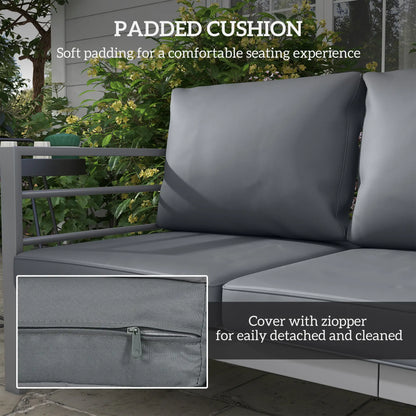 Aluminum Garden Sofa, 3-Person Outdoor Couch, 72.8" x 26" x 25.2", Grey Patio Chairs at Gallery Canada