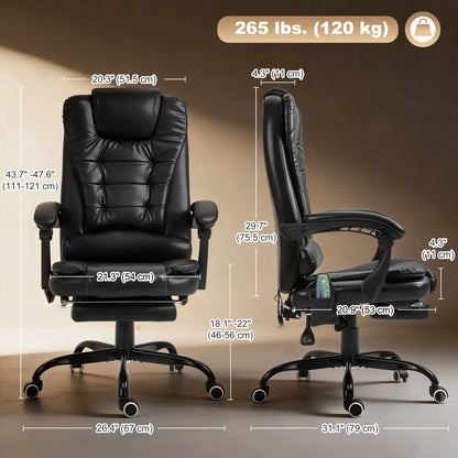 7-Point Vibrating Massage Chair, Reclining Office Chair, Footrest, Black Massage Chairs at Gallery Canada