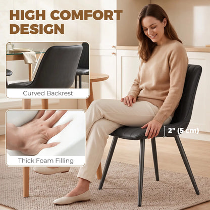 Faux Leather Dining Chairs Set of 4, Black Metal Legs, Black Dining Chairs at Gallery Canada