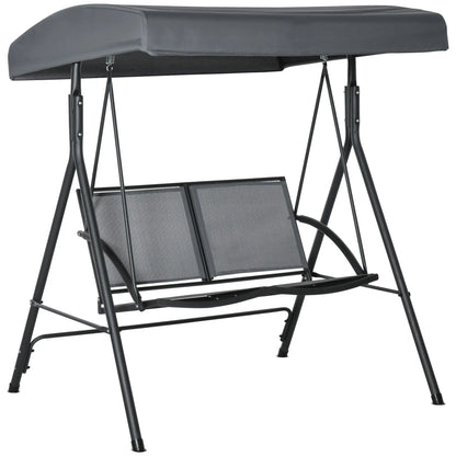 2-Seat Patio Swing Chair, Outdoor Porch Glider With Canopy, Dark Grey Porch Swings with Canopy at Gallery Canada