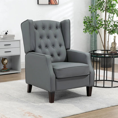 Faux Leather Armchair, Modern Accent Chair with Thick Padding for Living Room, Bedroom, Home Office, Grey Accent Chairs at Gallery Canada