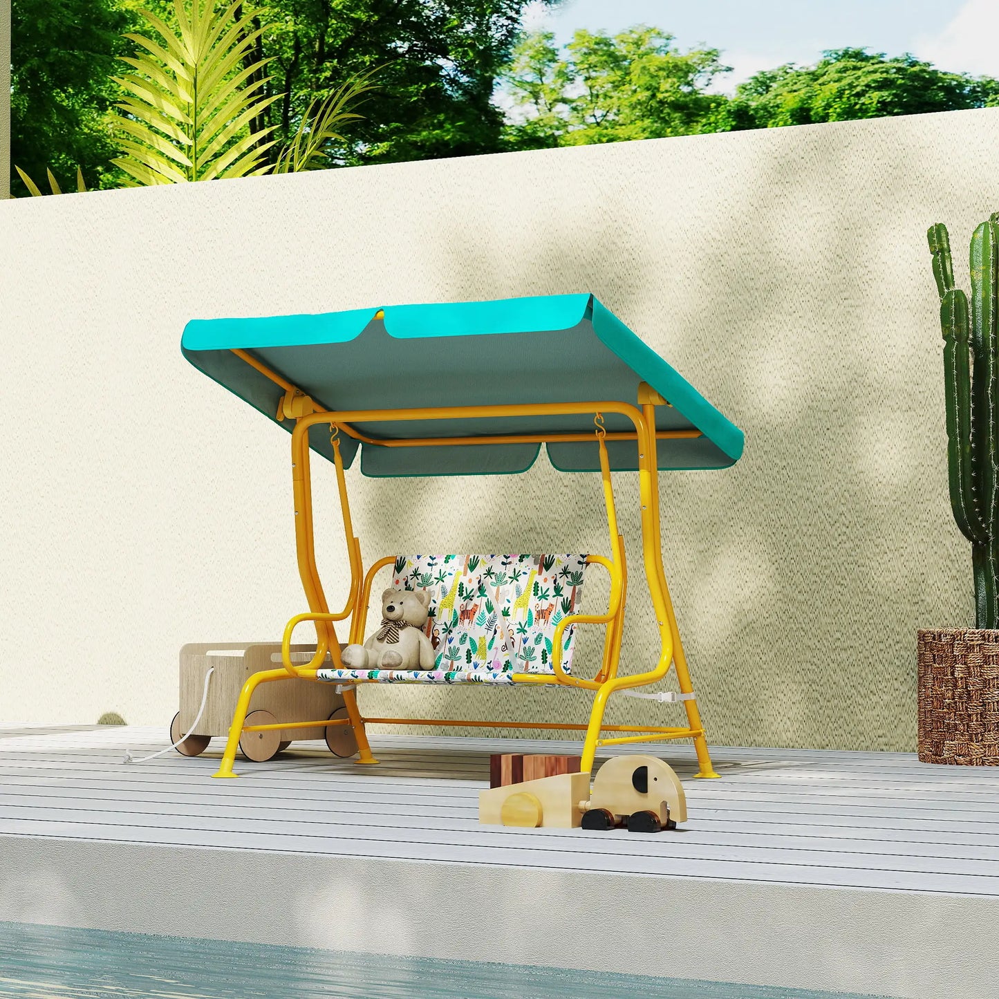 Kids Porch Swing, 2-Seater With Safety Belts, Adjustable Canopy, Green Gym Sets & Swings at Gallery Canada