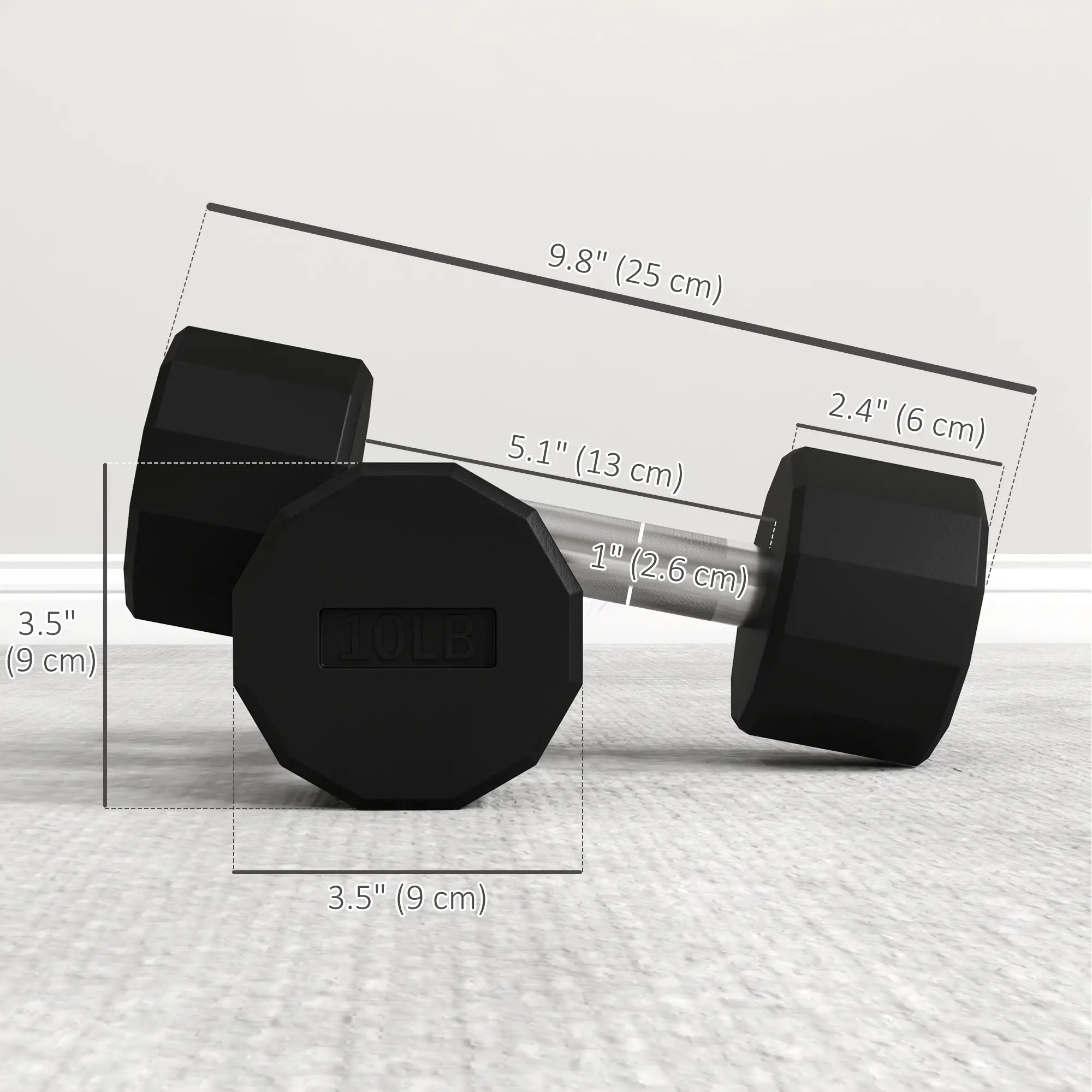 2 x 10lbs Dumbbells Set, Non-Slip Grip, Rubber Covered Weights Dumbbells & Barbells at Gallery Canada
