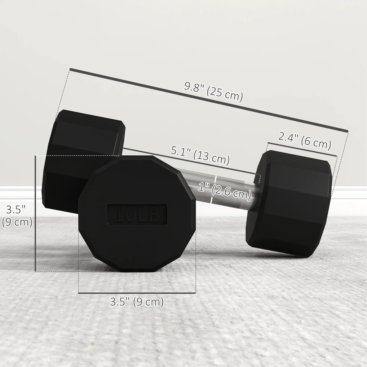 2 x 10lbs Dumbbells Set, Non-Slip Grip, Rubber Covered Weights Dumbbells & Barbells at Gallery Canada