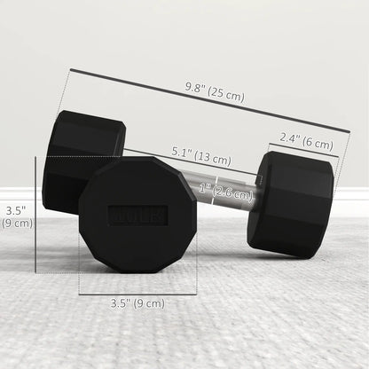 2 x 10lbs Dumbbells Set, Non-Slip Grip, Rubber Covered Weights Dumbbells & Barbells at Gallery Canada