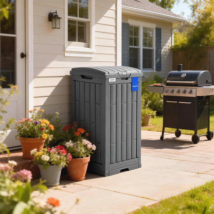 29 Gallon Outdoor Garbage Bin, Dual Lid, Ashtray Drip Tray, Grey Garden Accessories at Gallery Canada