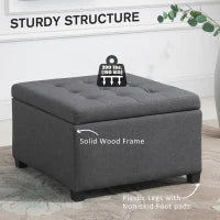 Pouf de rangement capitonné, banc d'appoint, repose-pieds, gris foncé, gris foncé