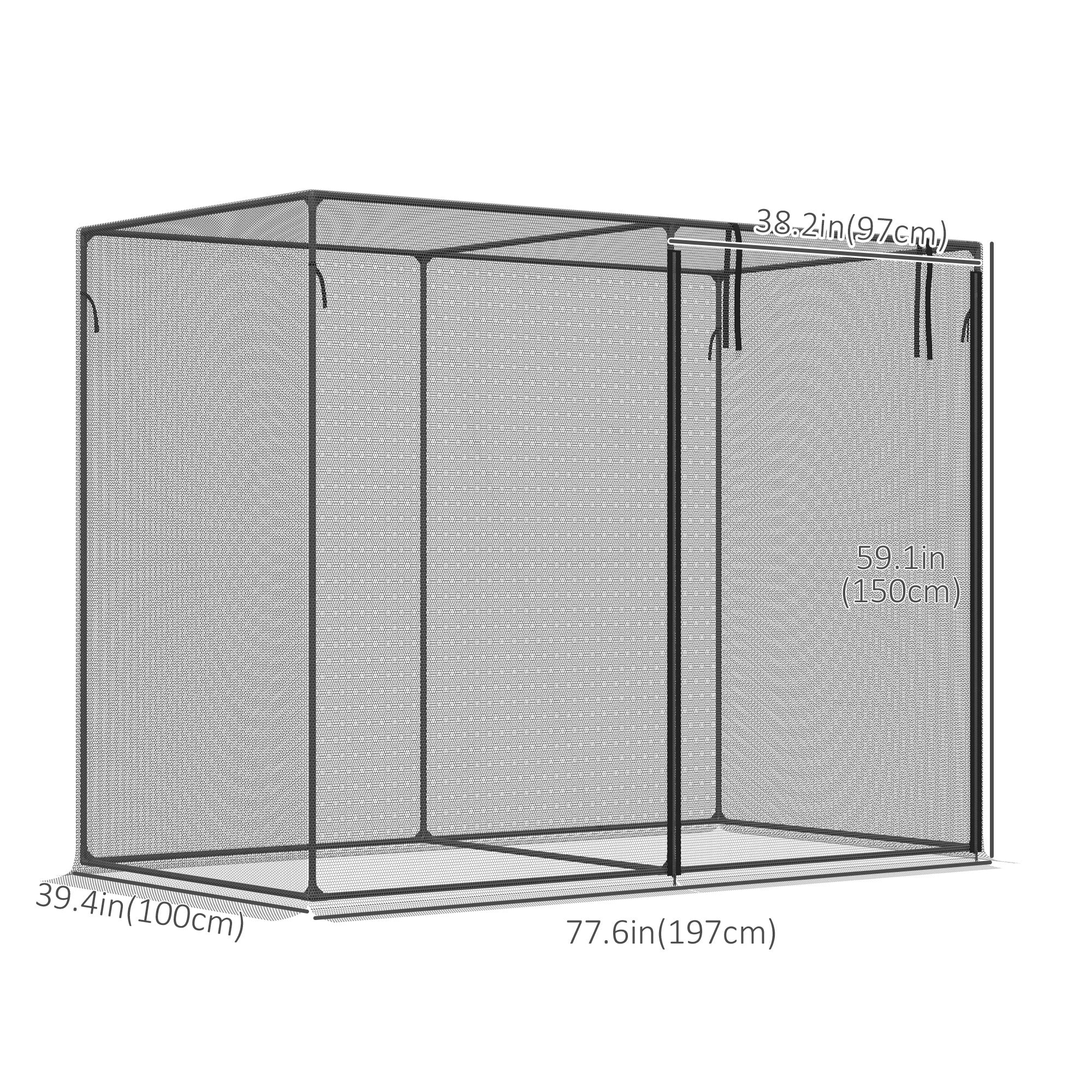 6.5 x 3.3ft Crop Cage, Plant Protector, Zippered Door, Black Walk In Greenhouses at Gallery Canada