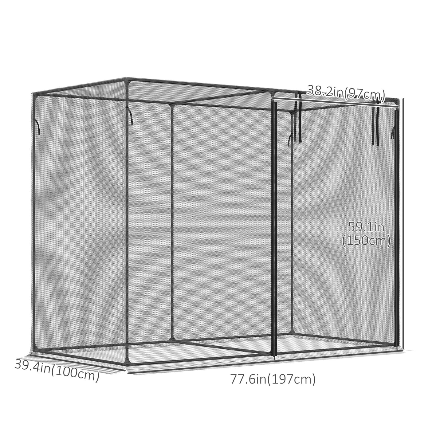 6.5 x 3.3ft Crop Cage, Plant Protector, Zippered Door, Black Walk In Greenhouses at Gallery Canada