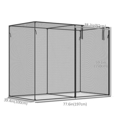 6.5 x 3.3ft Crop Cage, Plant Protector, Zippered Door, Black Walk In Greenhouses at Gallery Canada