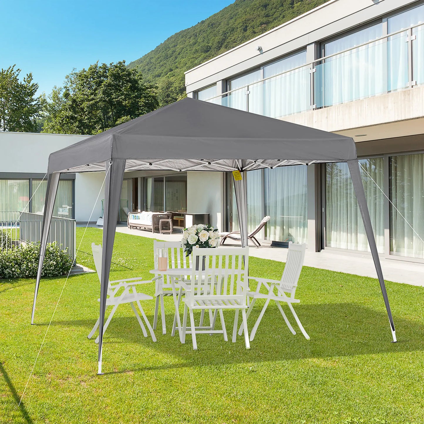 8' x 8' Pop Up Canopy, Outdoor Folding Tent, Portable with Bag, Grey Pop Up Canopies at Gallery Canada