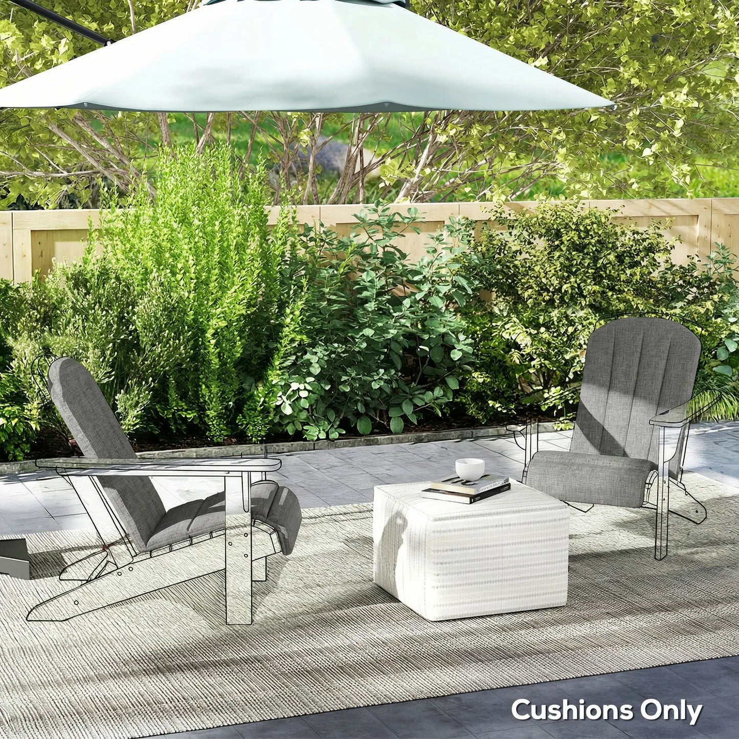 Patio Chair Cushions Set, High Back Adirondack, Dark Grey Patio Chair Cushions at Gallery Canada