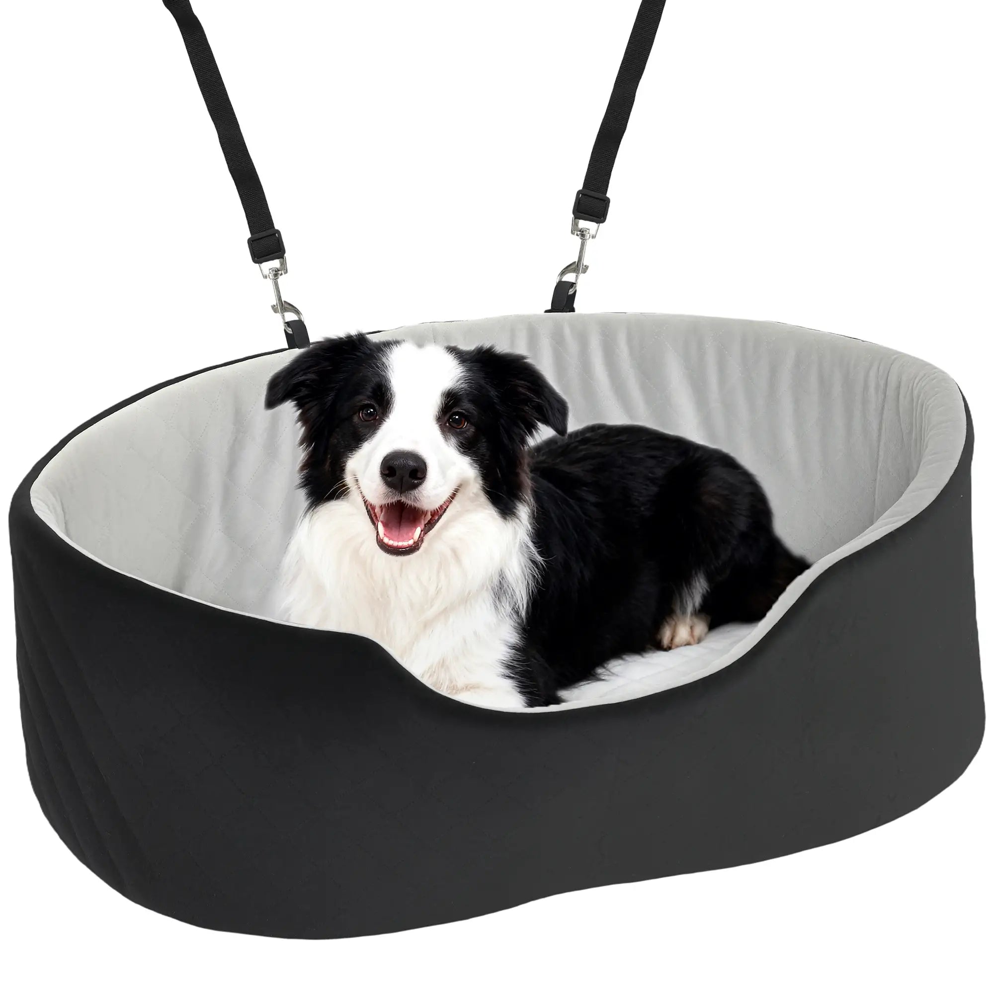 Dog Car Seat for Small Medium Pets, Detachable Washable Pet Bed with Cushion and Safety Belt, Black Elevated Dog Beds at Gallery Canada