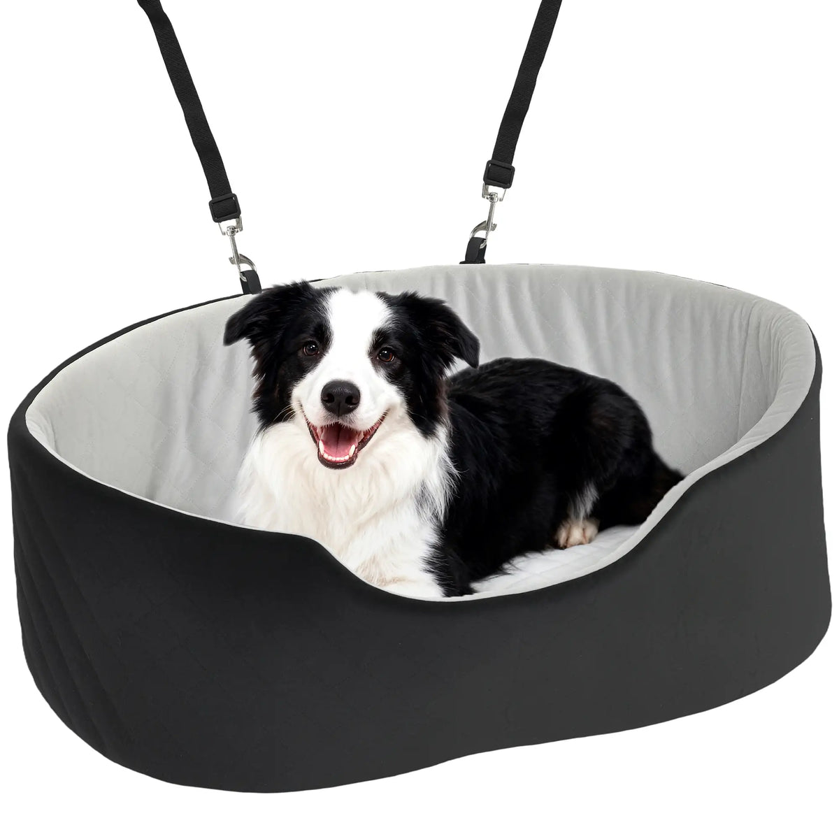 Dog Car Seat for Small Medium Pets, Detachable Washable Pet Bed with Cushion and Safety Belt, Black Elevated Dog Beds at Gallery Canada