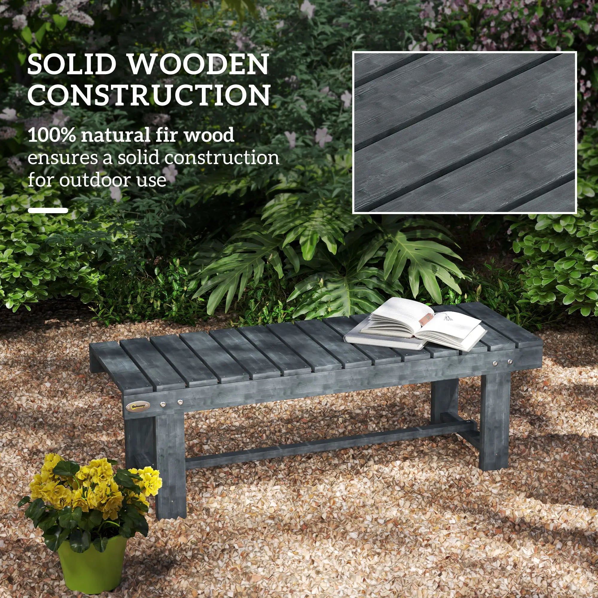 Outdoor Garden Bench, Fir Wood Stool, 43.25