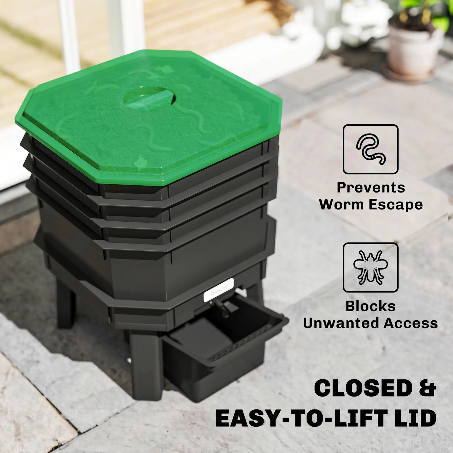 4-Tray Worm Composter Bin, 7.4 Gal, Dark Green Garden Accessories at Gallery Canada