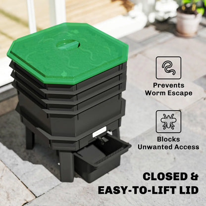 4-Tray Worm Composter Bin, 7.4 Gal, Dark Green Garden Accessories at Gallery Canada