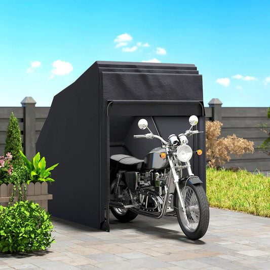 Motorcycle Shelter, Waterproof Cover Tent, 2 Mesh Windows, UV Protected Car Shelters Black at Gallery Canada