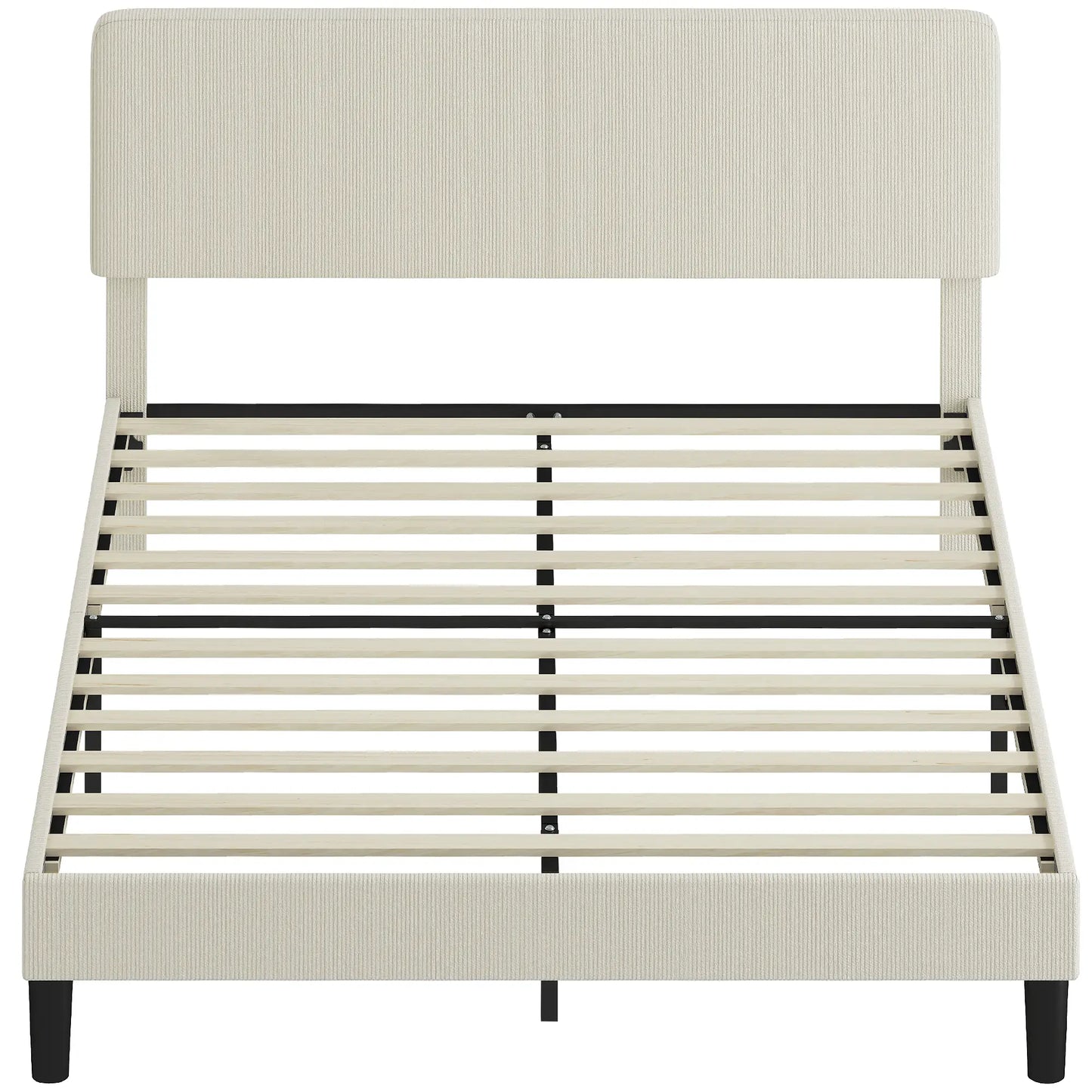 Queen Size Bed Frame, Adjustable Upholstered Headboard, Wood Slat Support, Light Grey Bed Frames Light Grey at Gallery Canada