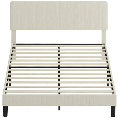 Queen Size Bed Frame, Adjustable Upholstered Headboard, Wood Slat Support, Light Grey Bed Frames Light Grey at Gallery Canada