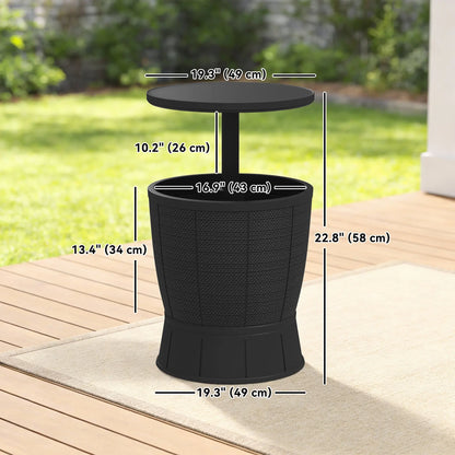 11 Gallon Patio Cooler Side Table, Adjustable Top, Drainage Plug, Black Patio Side Tables at Gallery Canada