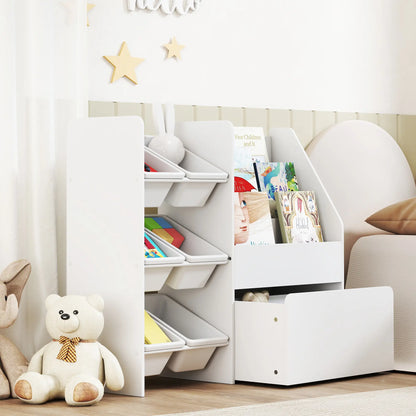 Kids Bookshelf Toy Storage, 3 Tier Bookcase 6 Removable Bins, White Baby & Kids Storage at Gallery Canada