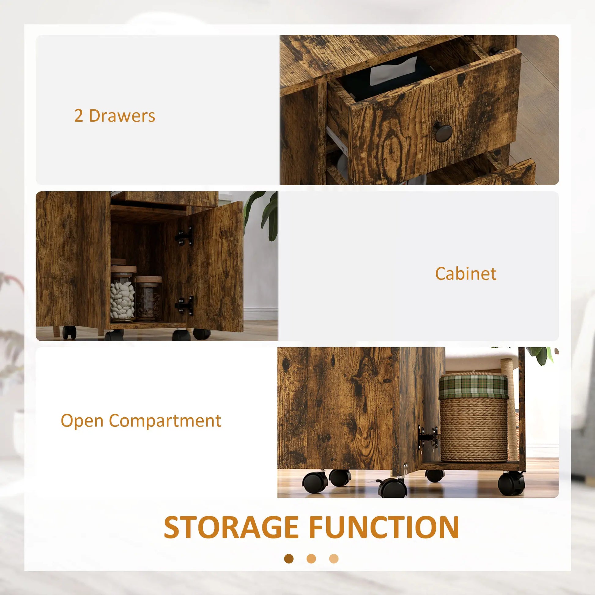 Drop Leaf Dining Table, Mobile Folding Table With Drawers, Rustic Brown, Brown Bar Tables & Dining Tables at Gallery Canada