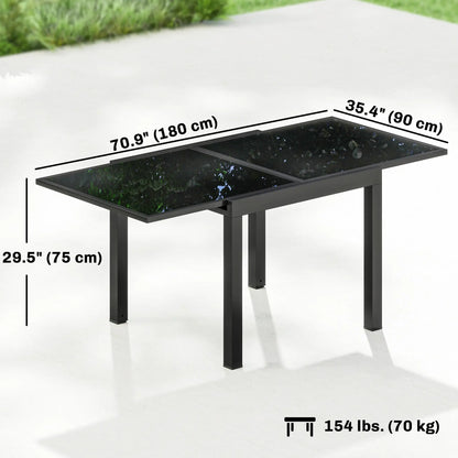 Aluminum Expandable Dining Table, Tempered Glass Tabletop, Black Patio Dining Tables at Gallery Canada