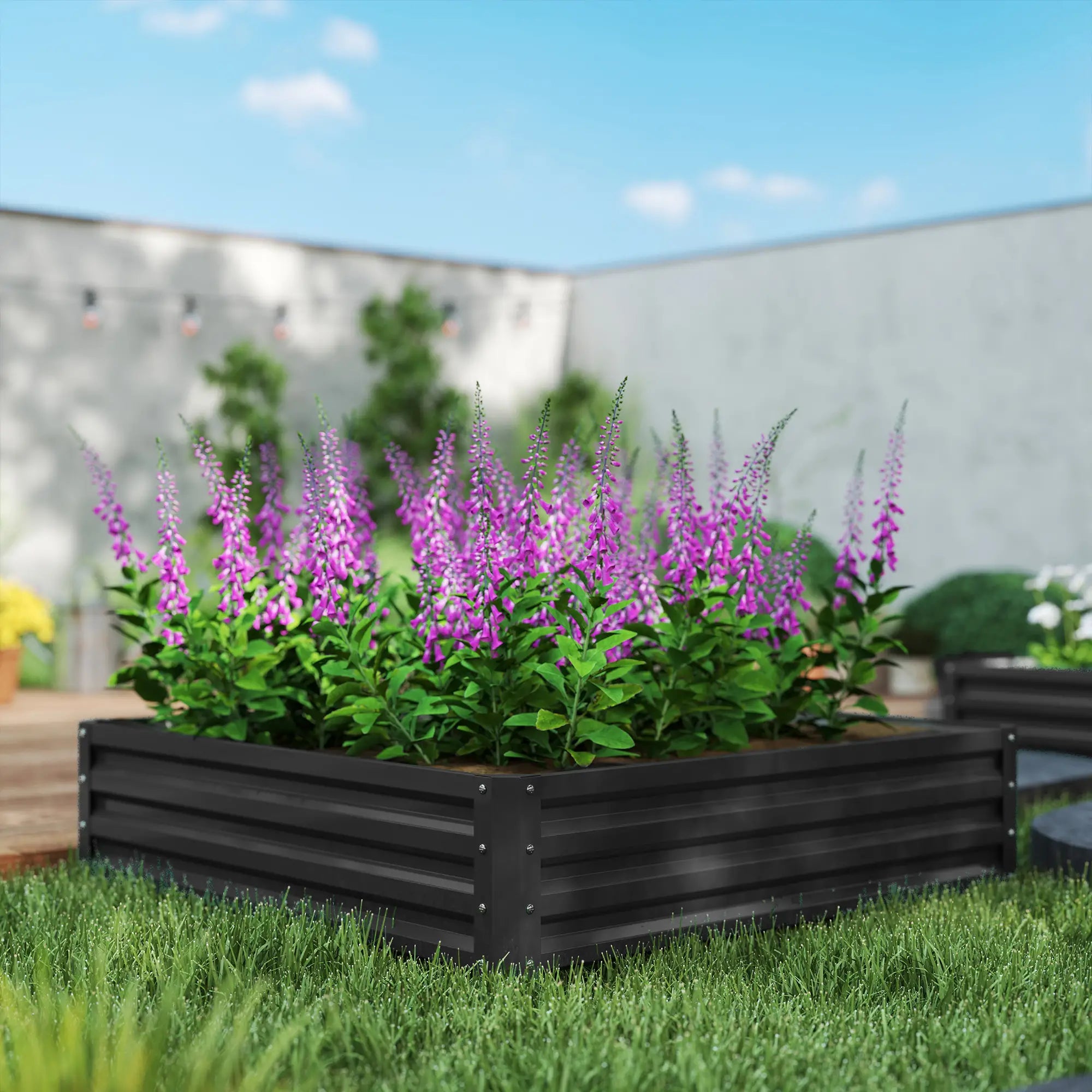 4' x 4' x 1' Galvanized Steel Raised Garden Bed, Grey Galvanized Planter Boxes at Gallery Canada